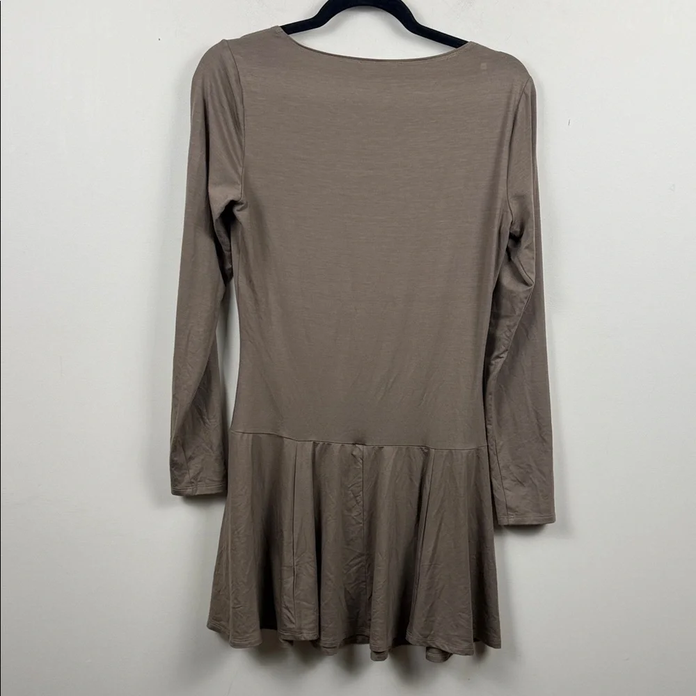 Reformation coen Brown Long Sleeve Square Neck Fit & Flare Mini Dress medium - Picture 6 of 8
